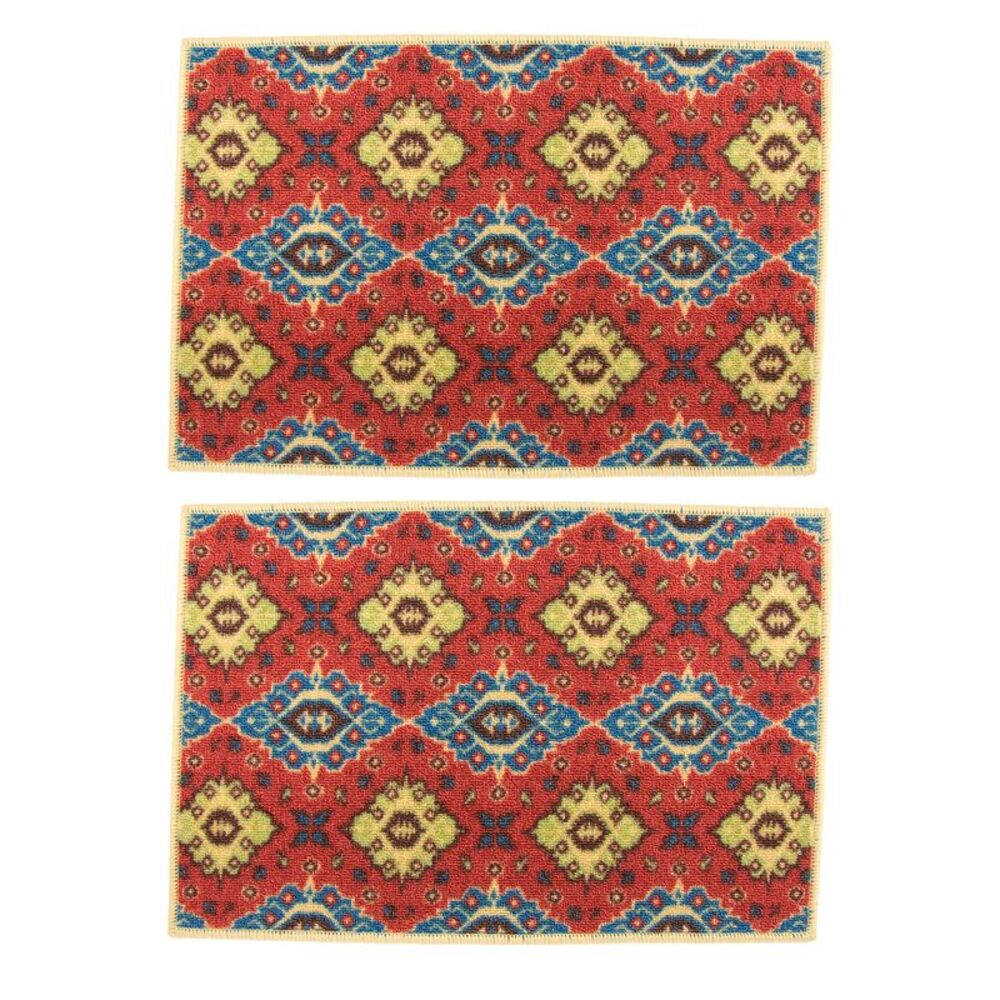 Canyon Sky Southwest Inspired Indoor Berber Accent Rug Set in Red, 16 x 24 in